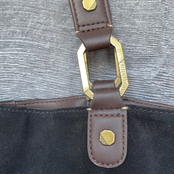 Ella Moss M/L Fringed Suede Leather Tote/handbag Black boho bag - Picture 5 of 16